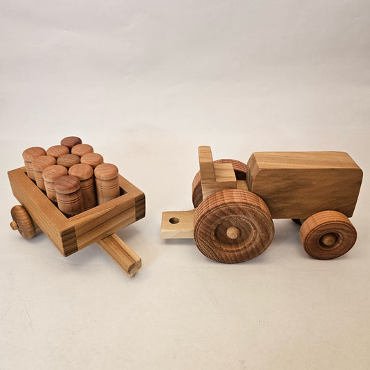 Wooden Tractor with cart and wooden milk cans - Simple Life Amish Store