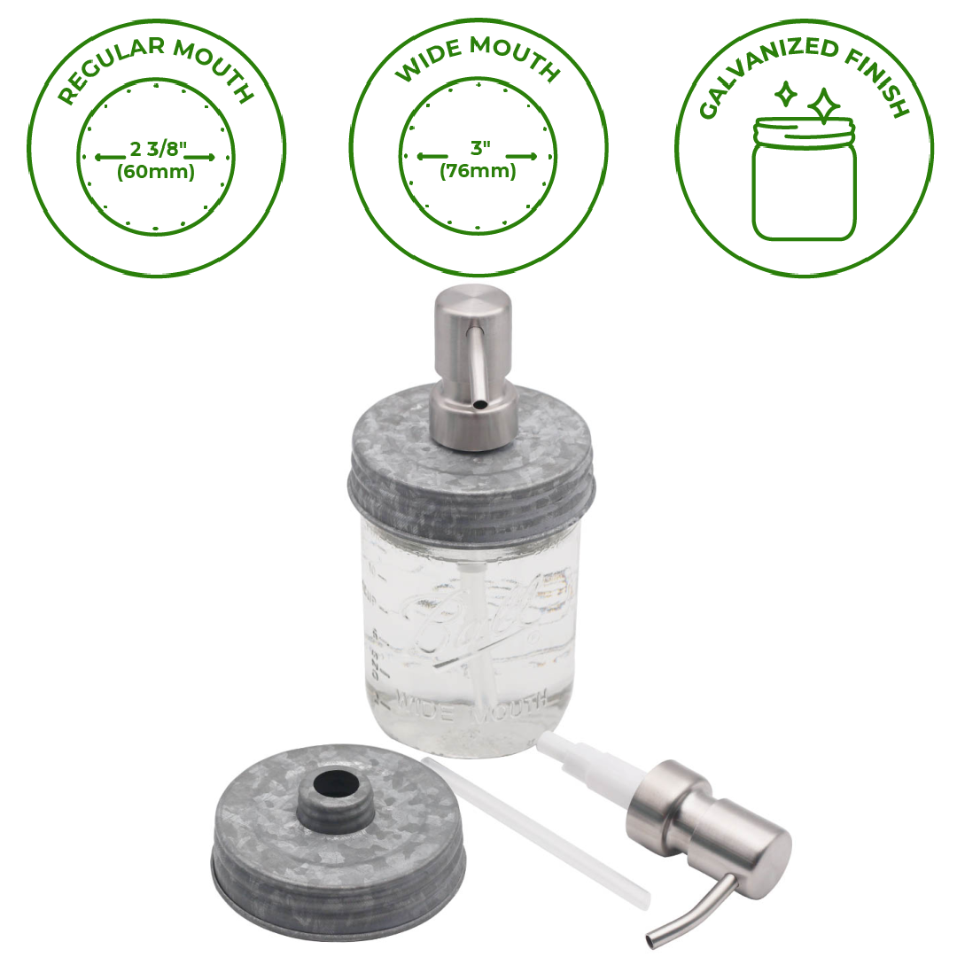 Satin / Brushed Finish Soap Pump Dispensers for Mason Jars - Simple Life Amish Store