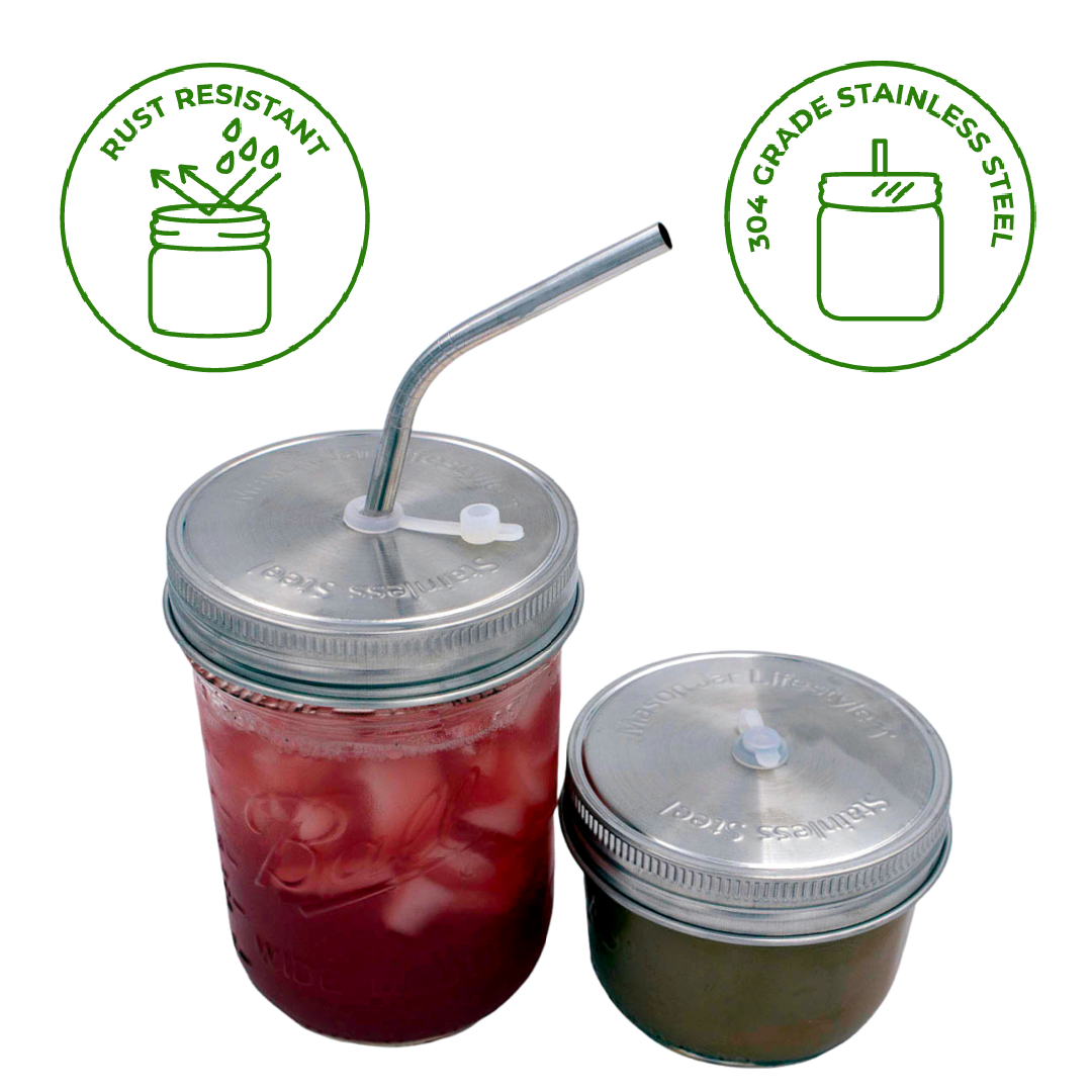 Stainless Steel Straw Hole Tumbler Lids for Mason Jars - Simple Life Amish Store