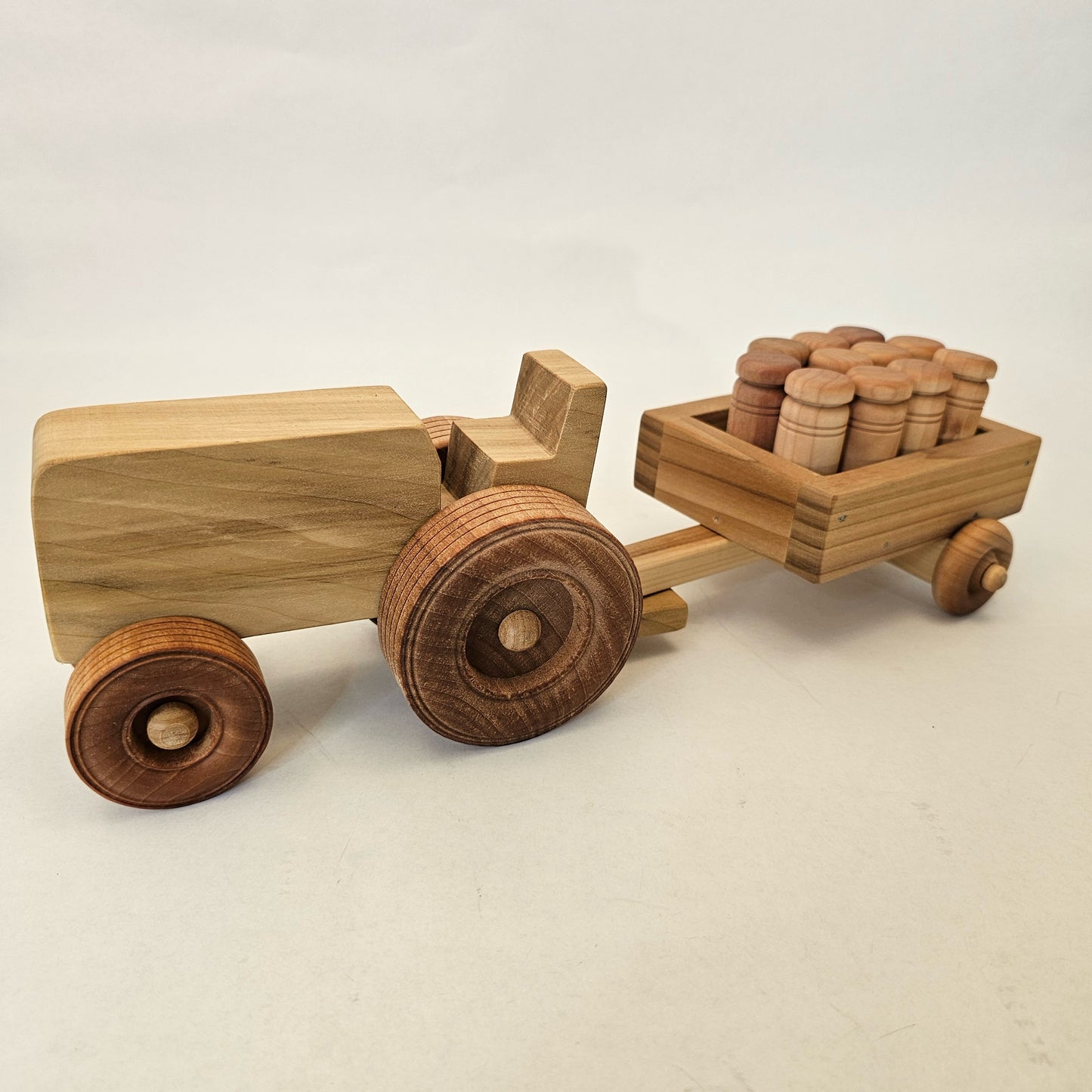 Wooden Tractor with cart and wooden milk cans - Simple Life Amish Store
