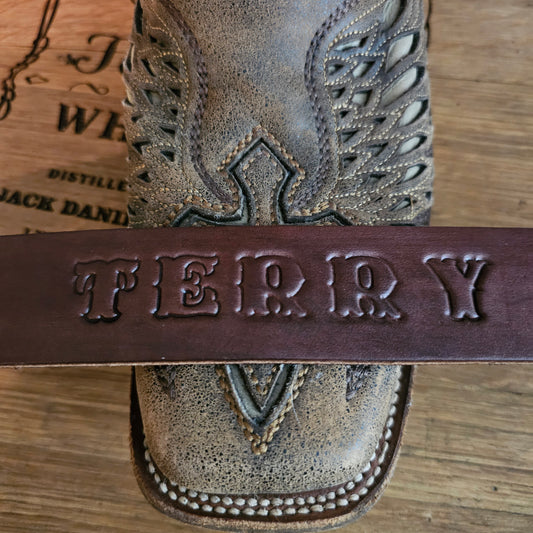 Belt: Amish made CUSTOM STAMPED Leather Belt - Simple Life Amish Store