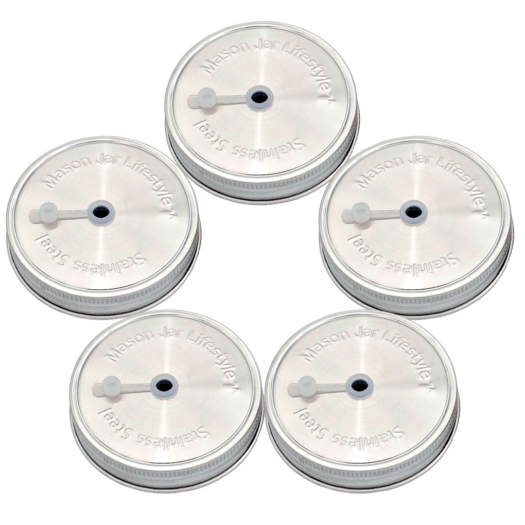 Stainless Steel Straw Hole Tumbler Lids for Mason Jars - Simple Life Amish Store