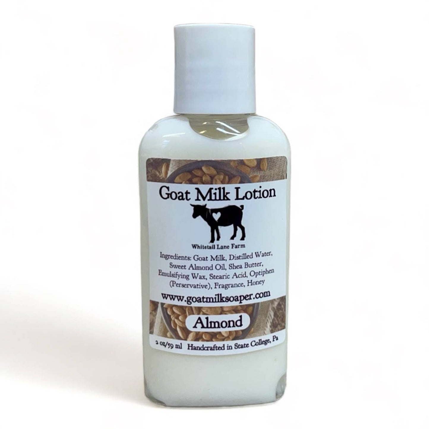 Goat Milk Lotion:  Almond scent  8 oz pump - Simple Life Amish Store