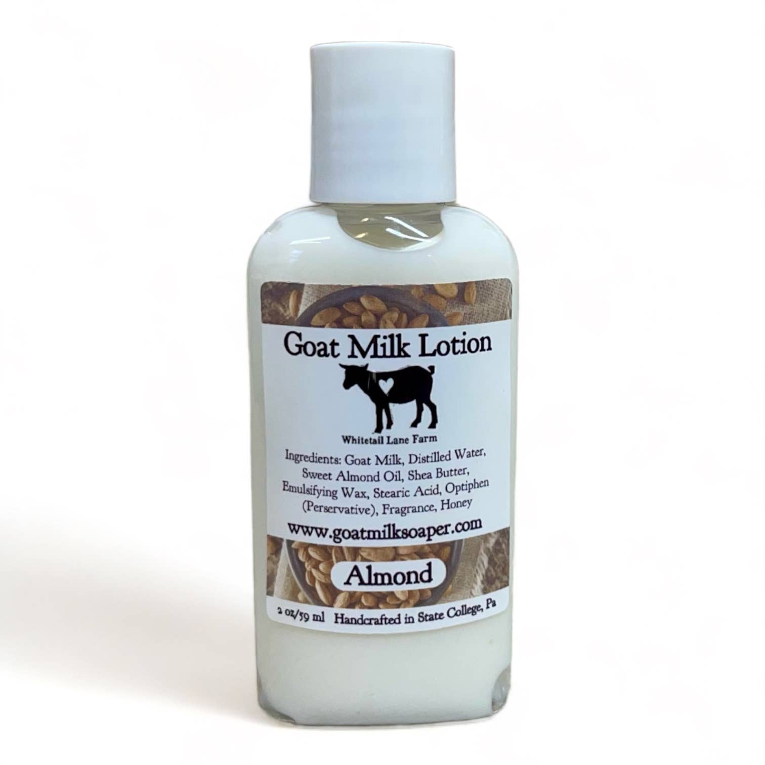 Goat Milk Lotion:  Almond scent  8 oz pump - Simple Life Amish Store