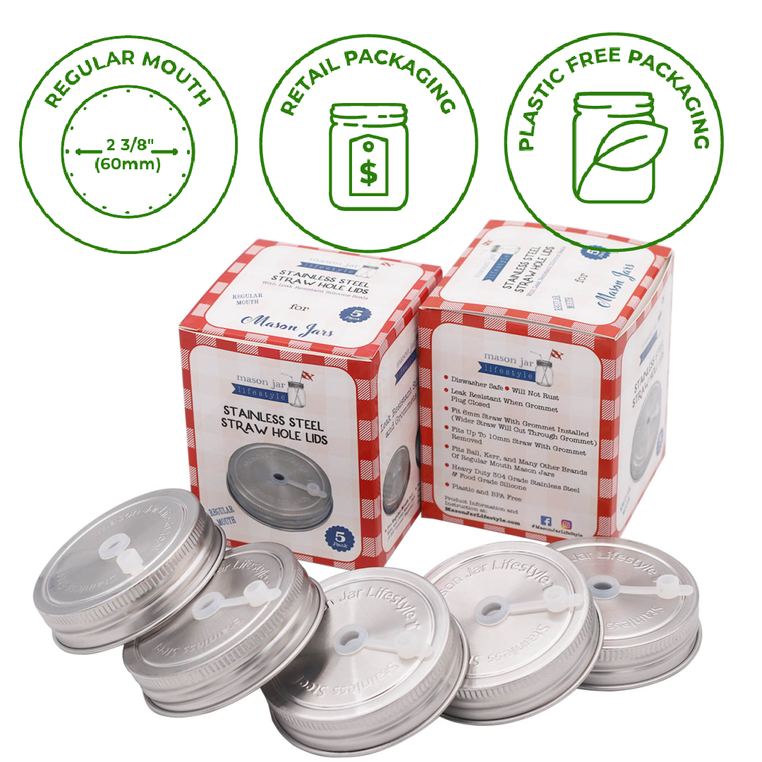 Stainless Steel Straw Hole Tumbler Lids for Mason Jars - Simple Life Amish Store