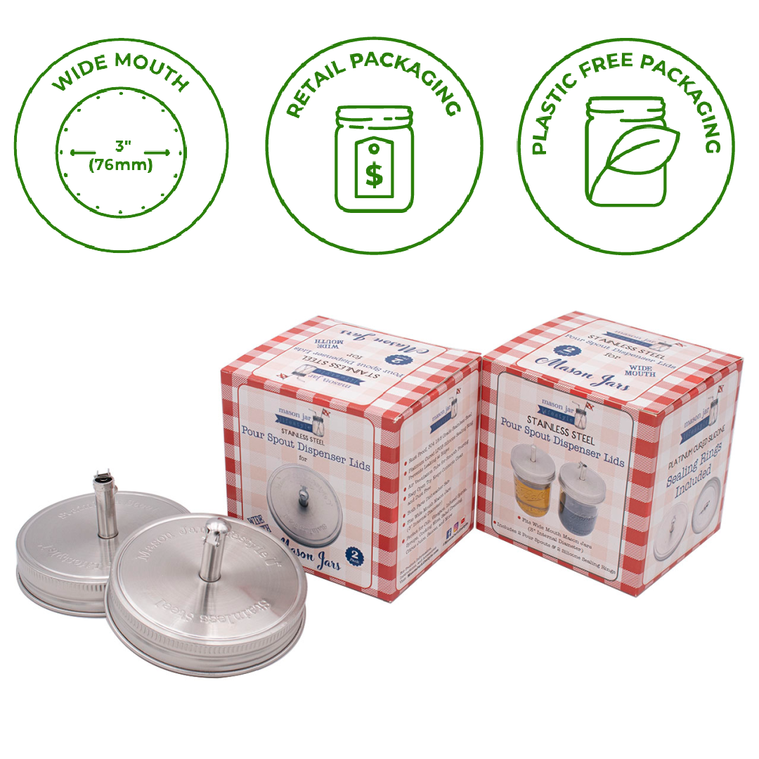 Stainless Steel Pour Spout Oil Cruet Lids for Mason Jars - Simple Life Amish Store