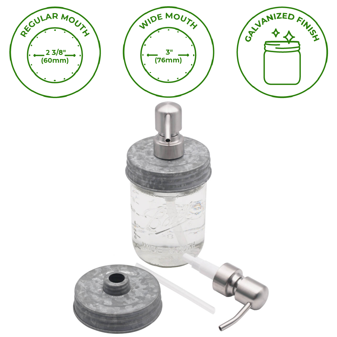 Satin / Brushed Finish Soap Pump Dispensers for Mason Jars - Simple Life Amish Store