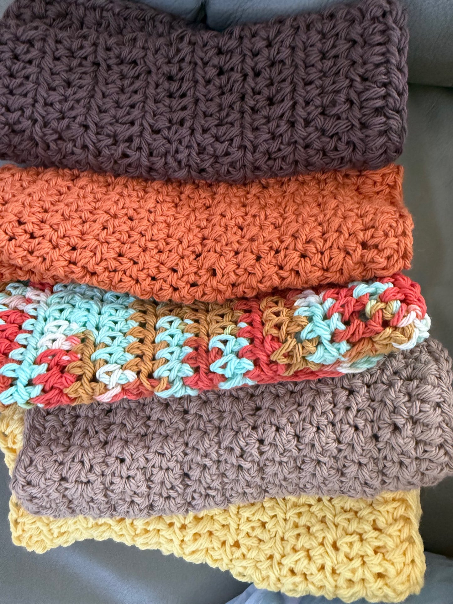 Hand-Crocheted Cotton dishcloths or washcloths (set of 3)