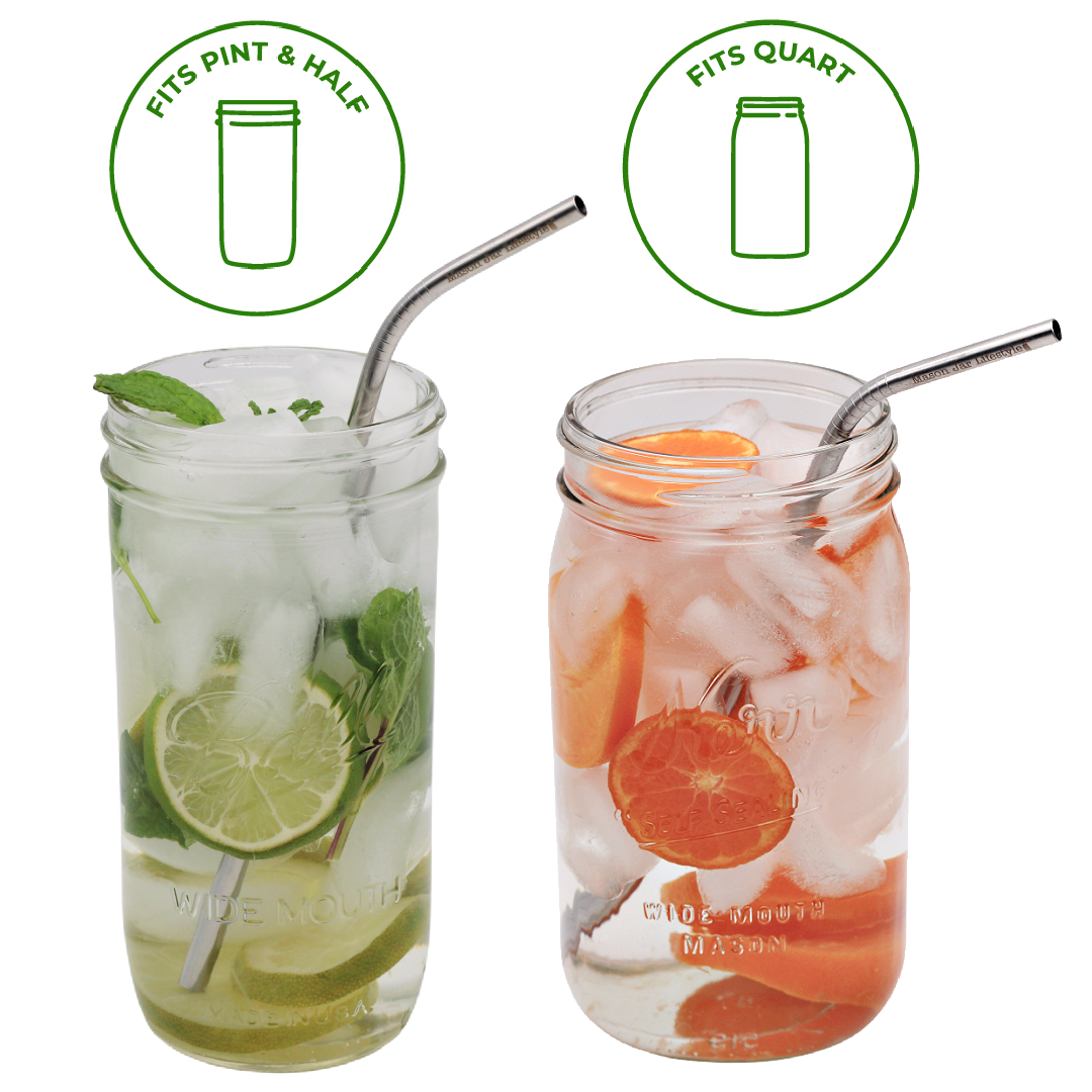 Long Thin Bent Stainless Steel Straw for Quart Mason Jars - Simple Life Amish Store