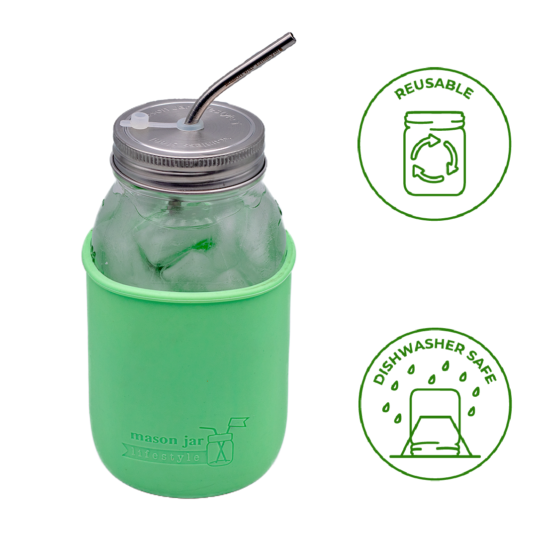 Long Thin Bent Stainless Steel Straw for Quart Mason Jars - Simple Life Amish Store