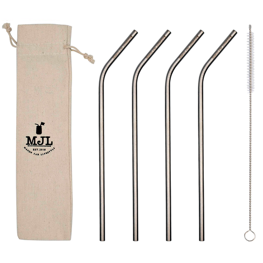 Long Thin Bent Stainless Steel Straw for Quart Mason Jars - Simple Life Amish Store