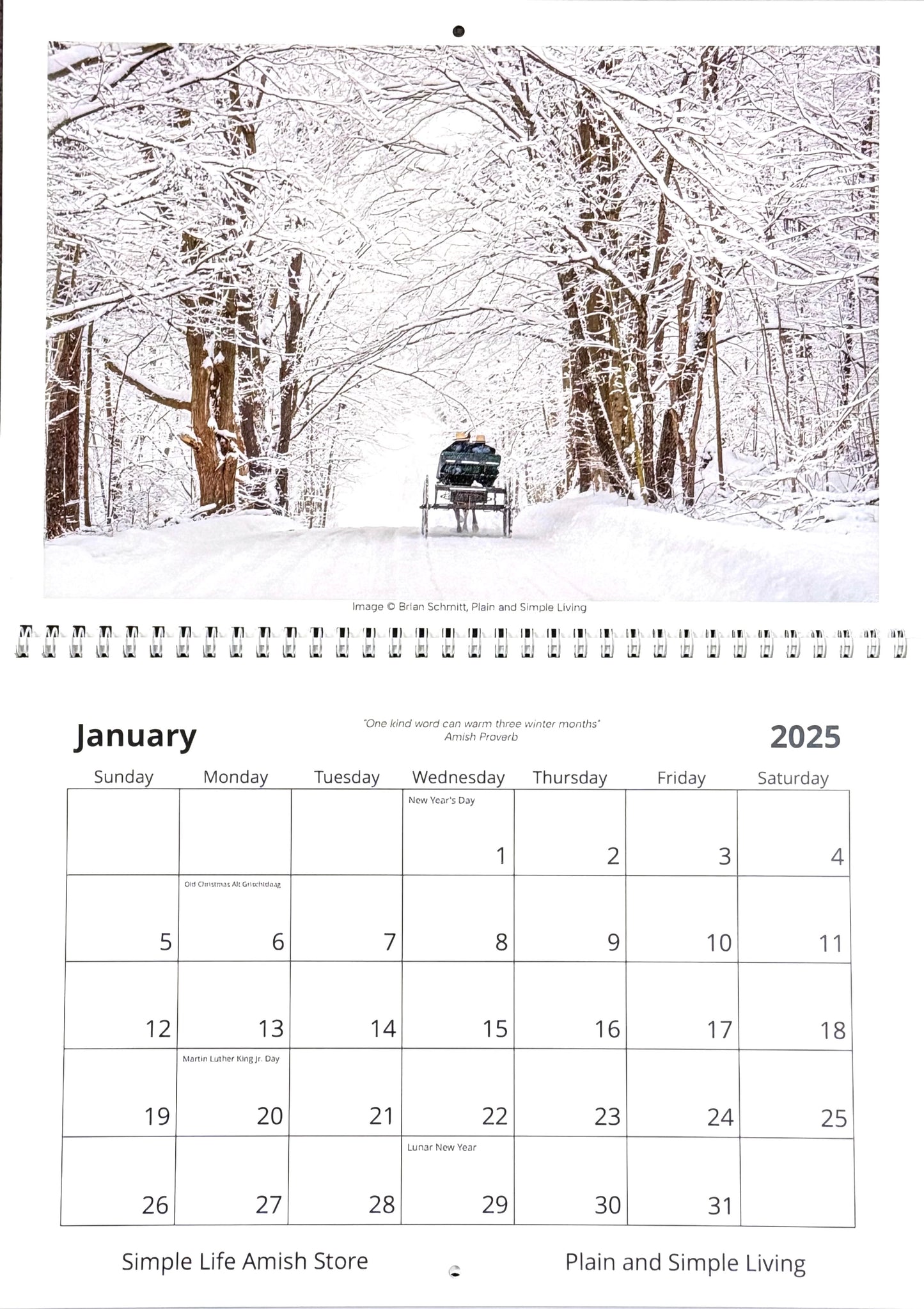 Calendar: Simple Life Amish Country Calendar - Simple Life Amish Store