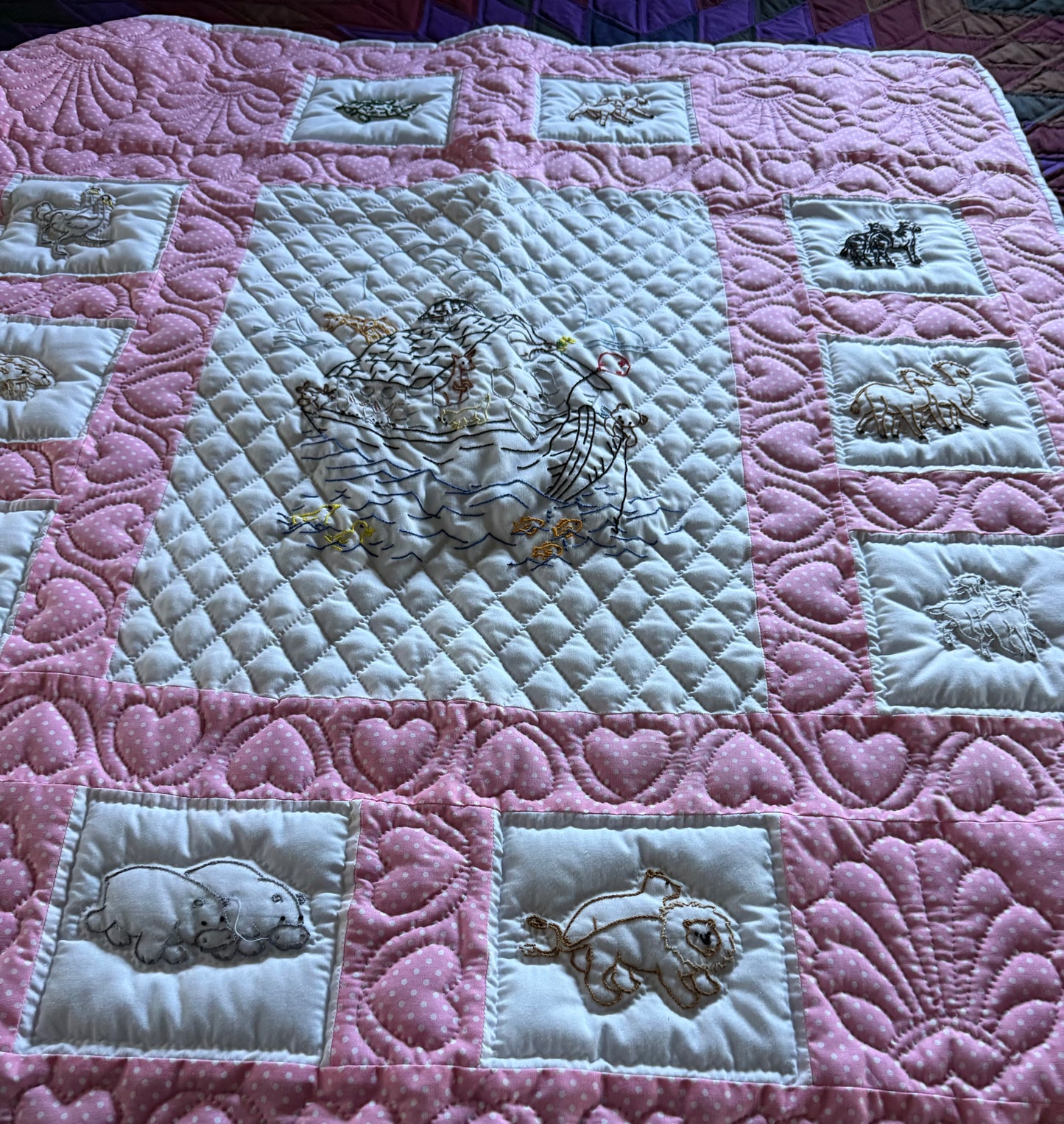 Baby Quilt (PInk Noah’s Ark) - Simple Life Amish Store
