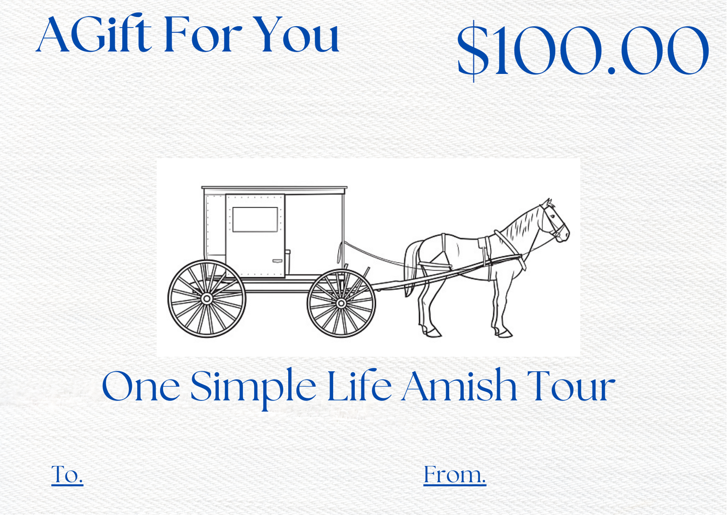 Simple Life Amish Tour Gift Certificate - Simple Life Amish Store