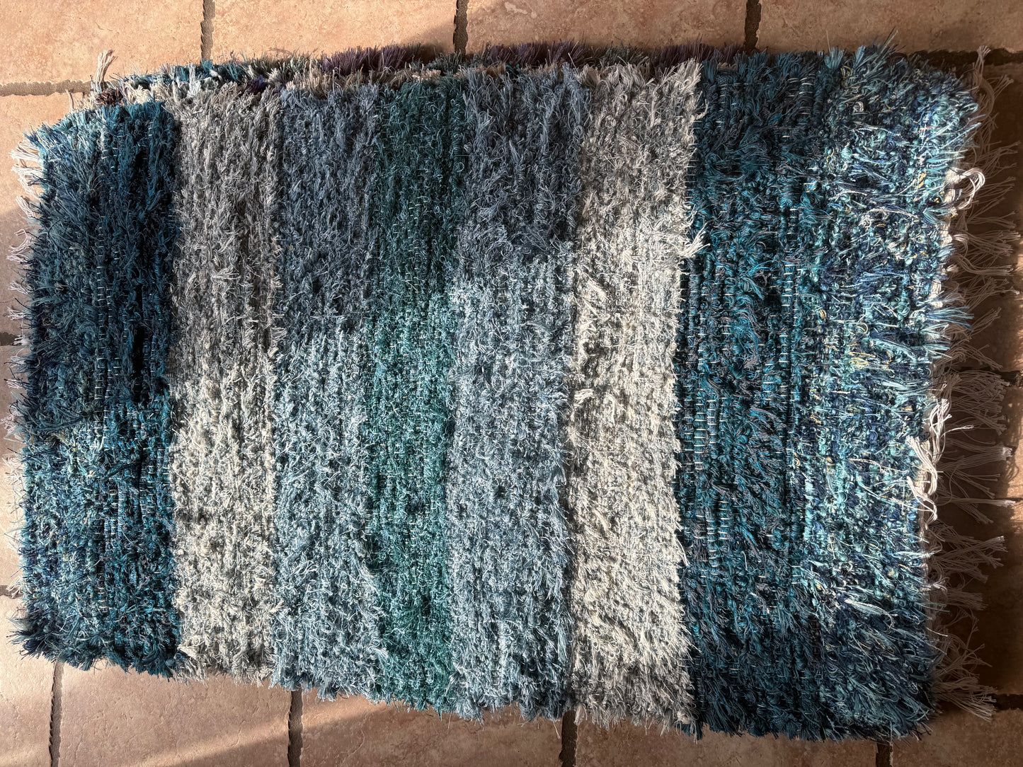 Amish Made Woven Rugs (Aqua, Turquoise, Teal.. grey striped...gorgeous Ocean colors!!!) (26” x 44”)