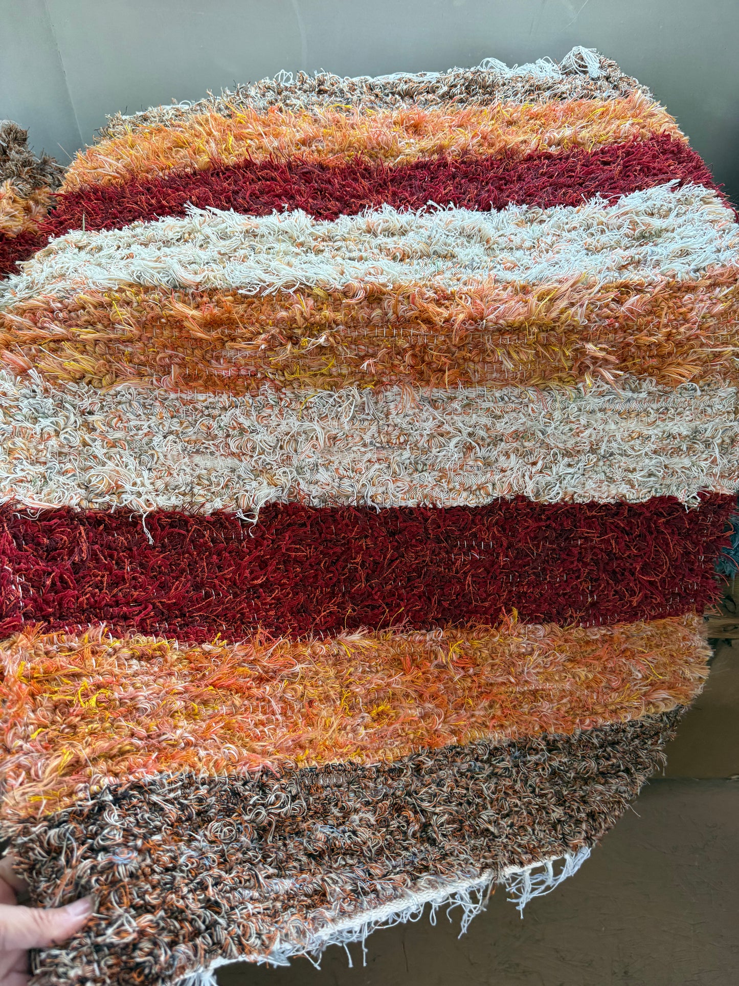 Amish Made Woven Rugs (Oranges, cream ) (26” x 44”)