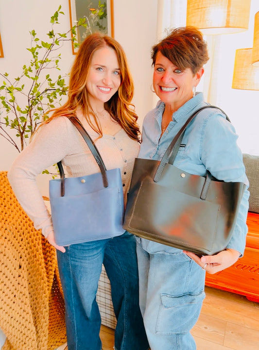 Leather Tote/Purse - Handmade Leather Tote/Purse by local Amish Artisans (CUSTOM MADE TO ORDER!) Size LARGE - Simple Life Amish Store