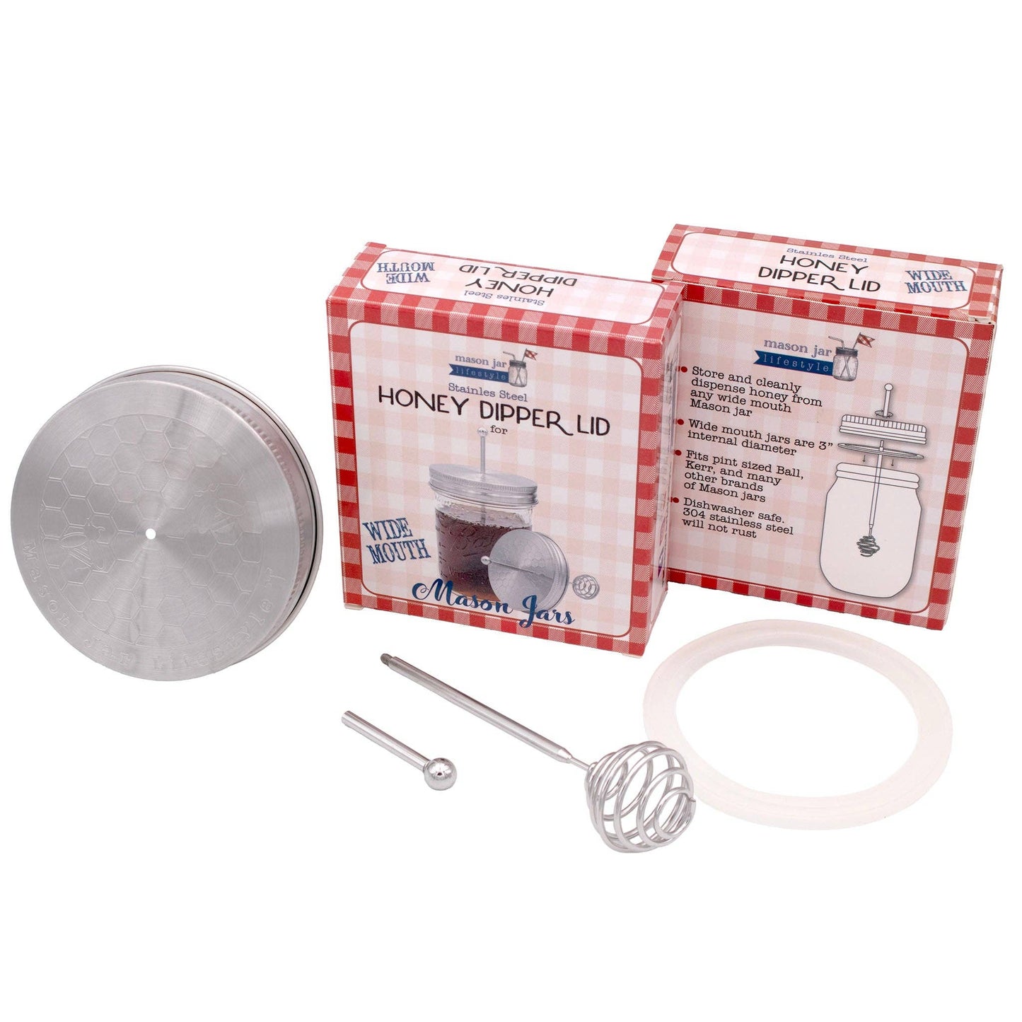 Honey Dipper Stainless Steel Lid for Mason Jars - Simple Life Amish Store