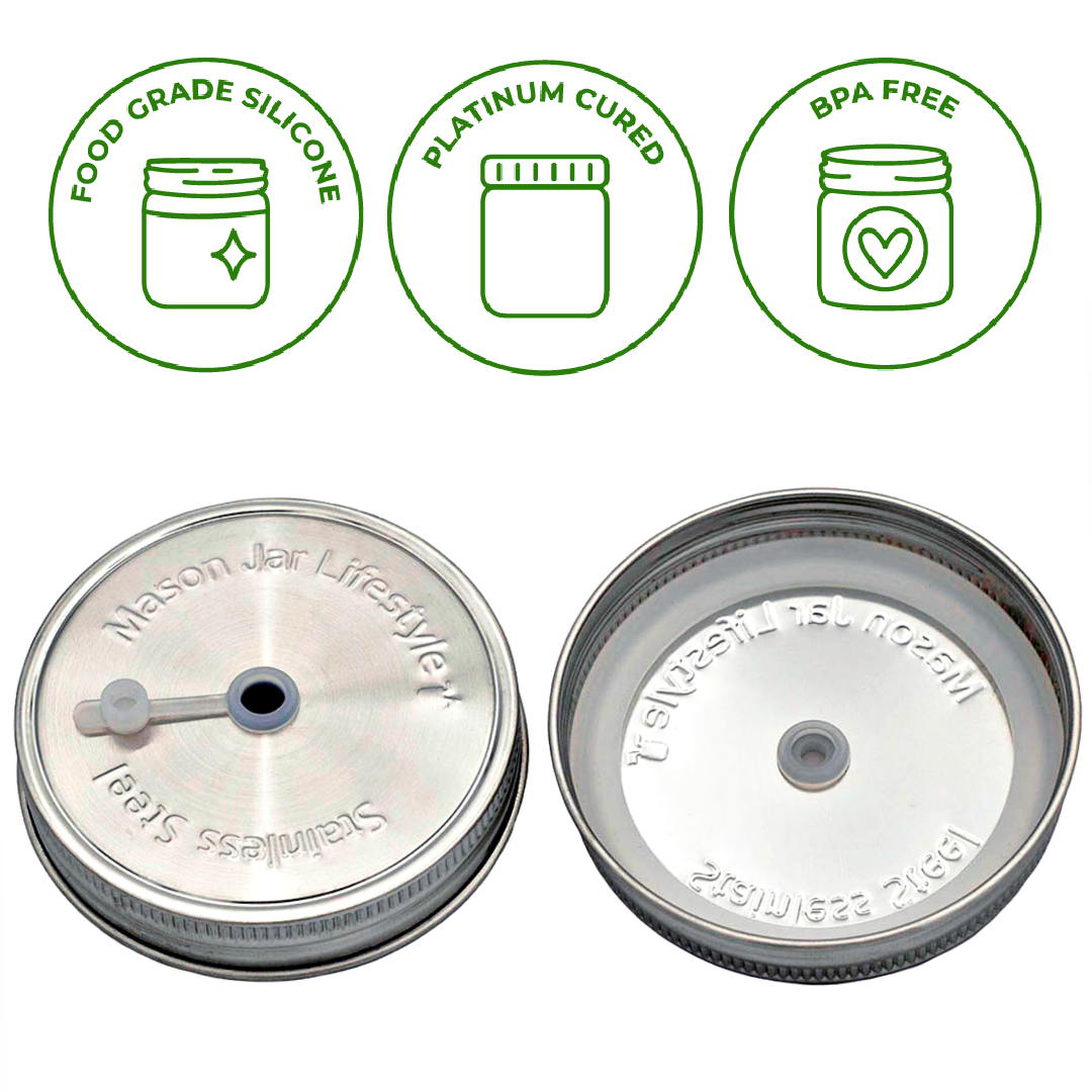 Stainless Steel Straw Hole Tumbler Lids for Mason Jars - Simple Life Amish Store