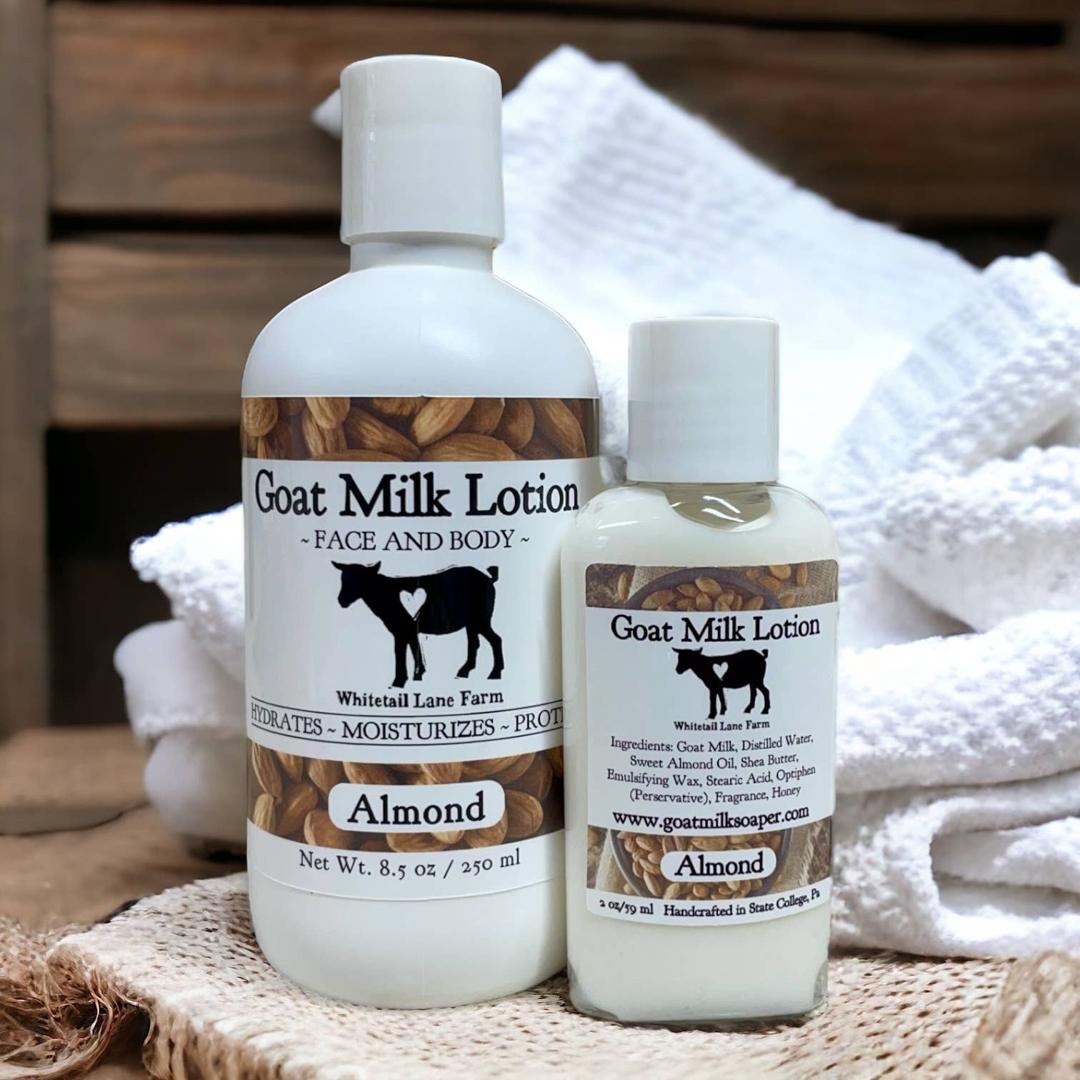 Goat Milk Lotion:  Almond scent  8 oz pump - Simple Life Amish Store