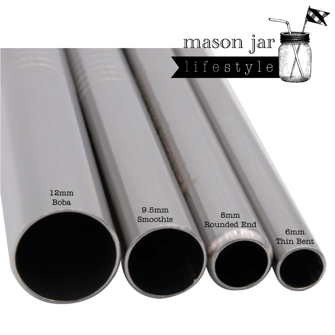 Long Thin Bent Stainless Steel Straw for Quart Mason Jars - Simple Life Amish Store
