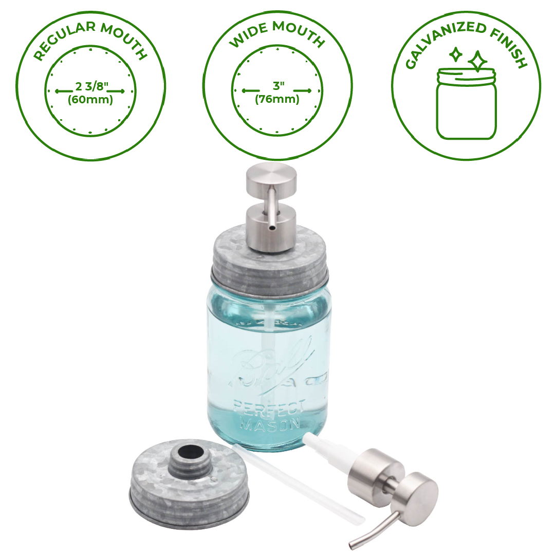 Satin / Brushed Finish Soap Pump Dispensers for Mason Jars - Simple Life Amish Store