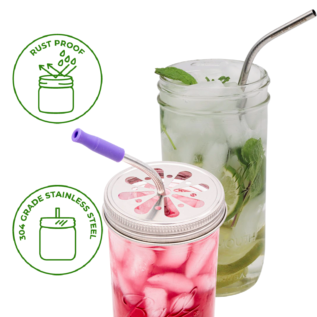 Long Thin Bent Stainless Steel Straw for Quart Mason Jars - Simple Life Amish Store