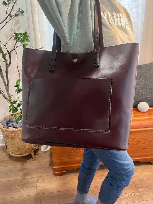 Leather Tote/Purse - Handmade Leather Tote/Purse by local Amish Artisans (CUSTOM MADE TO ORDER!) X-large - Simple Life Amish Store