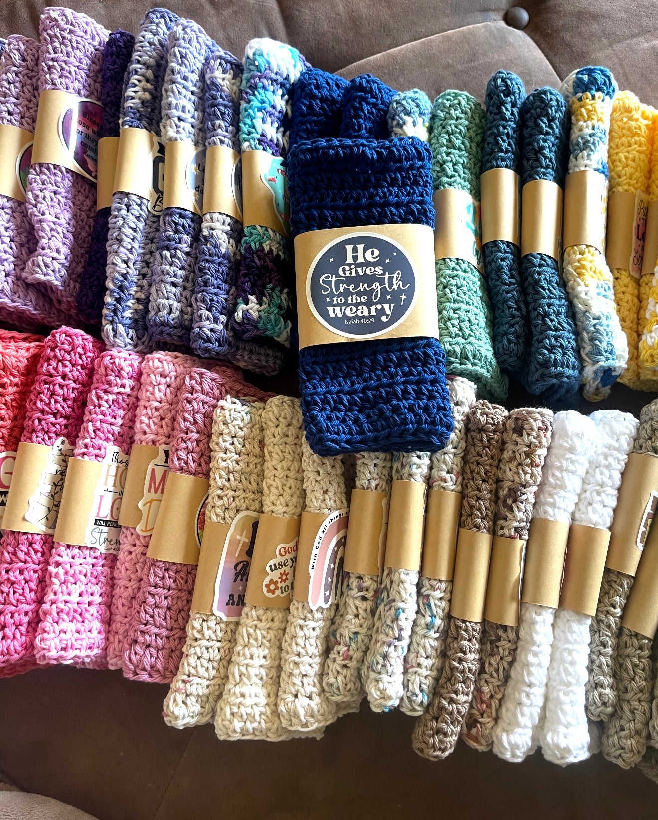 Set of Three Crocheted dish/wash cloths and three Goat Milk Soaps Bundle! - Simple Life Amish Store