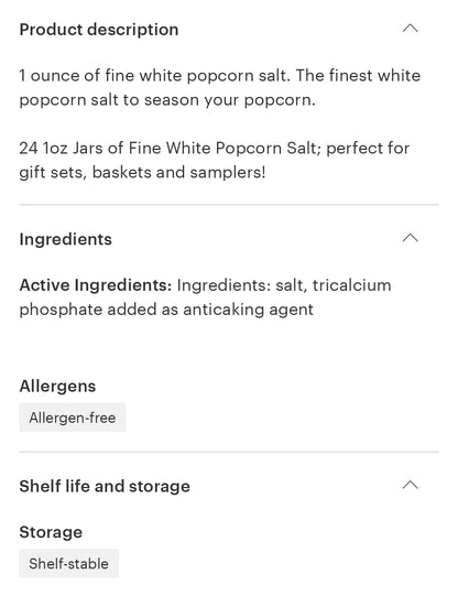 Fine White Popcorn Salt