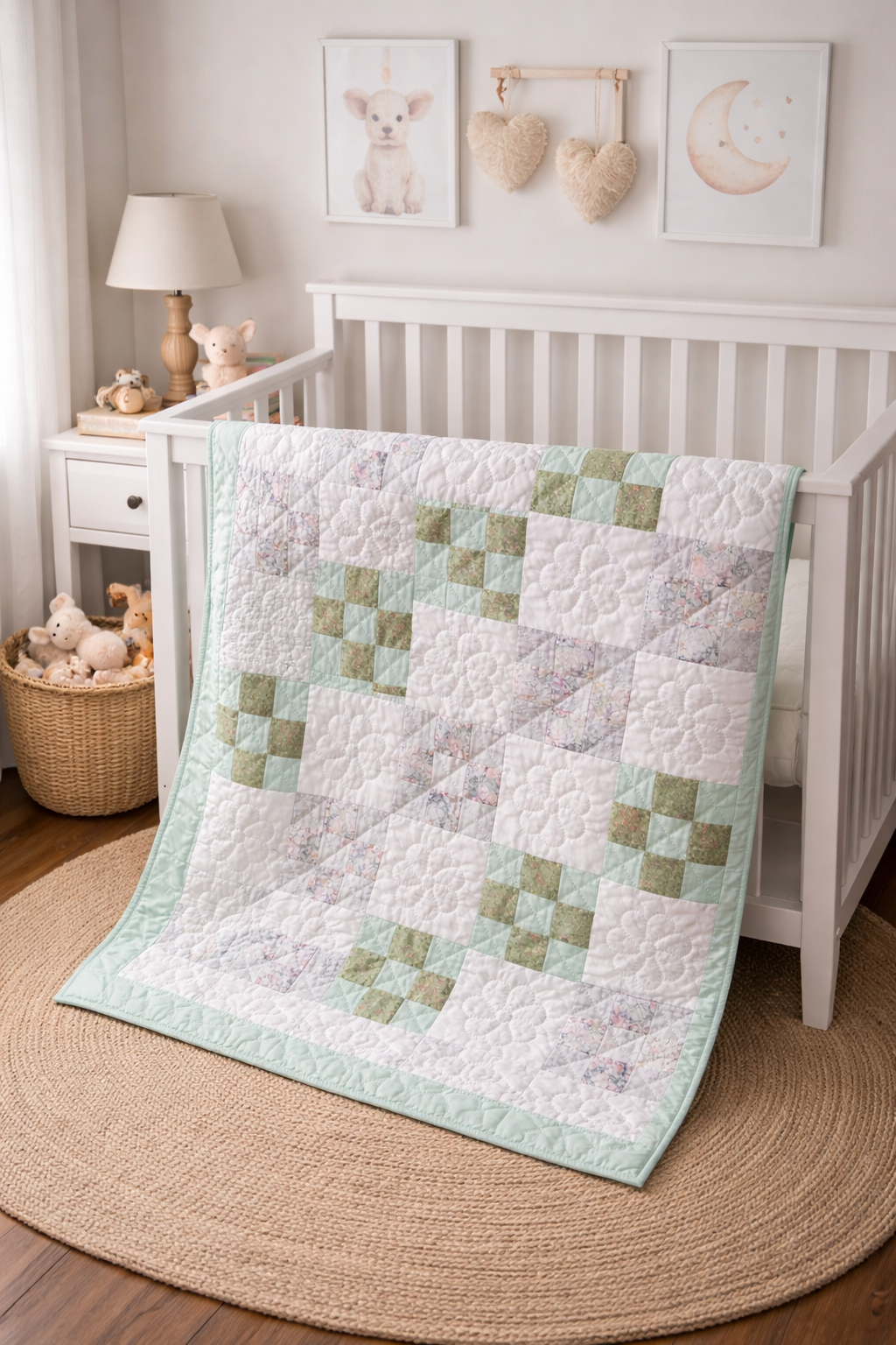 Amish hand quilted  lap quilt or baby quilt