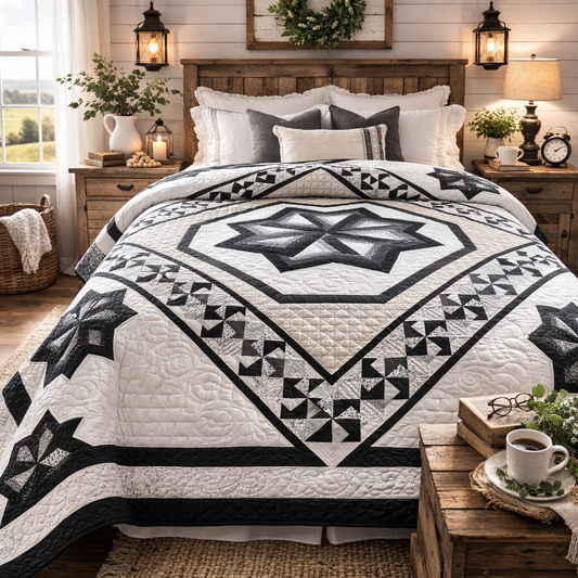 Amish Quilt (Spinning Star) (Greys) - Simple Life Amish Store