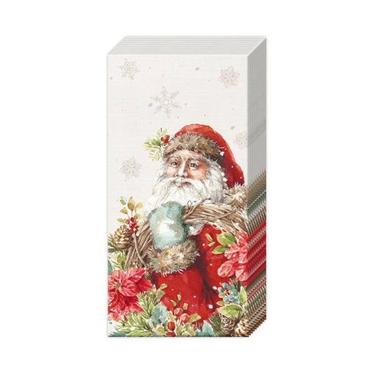 Pocket Tissues Pack of 10 Santa'S Wreath Cream Christmas