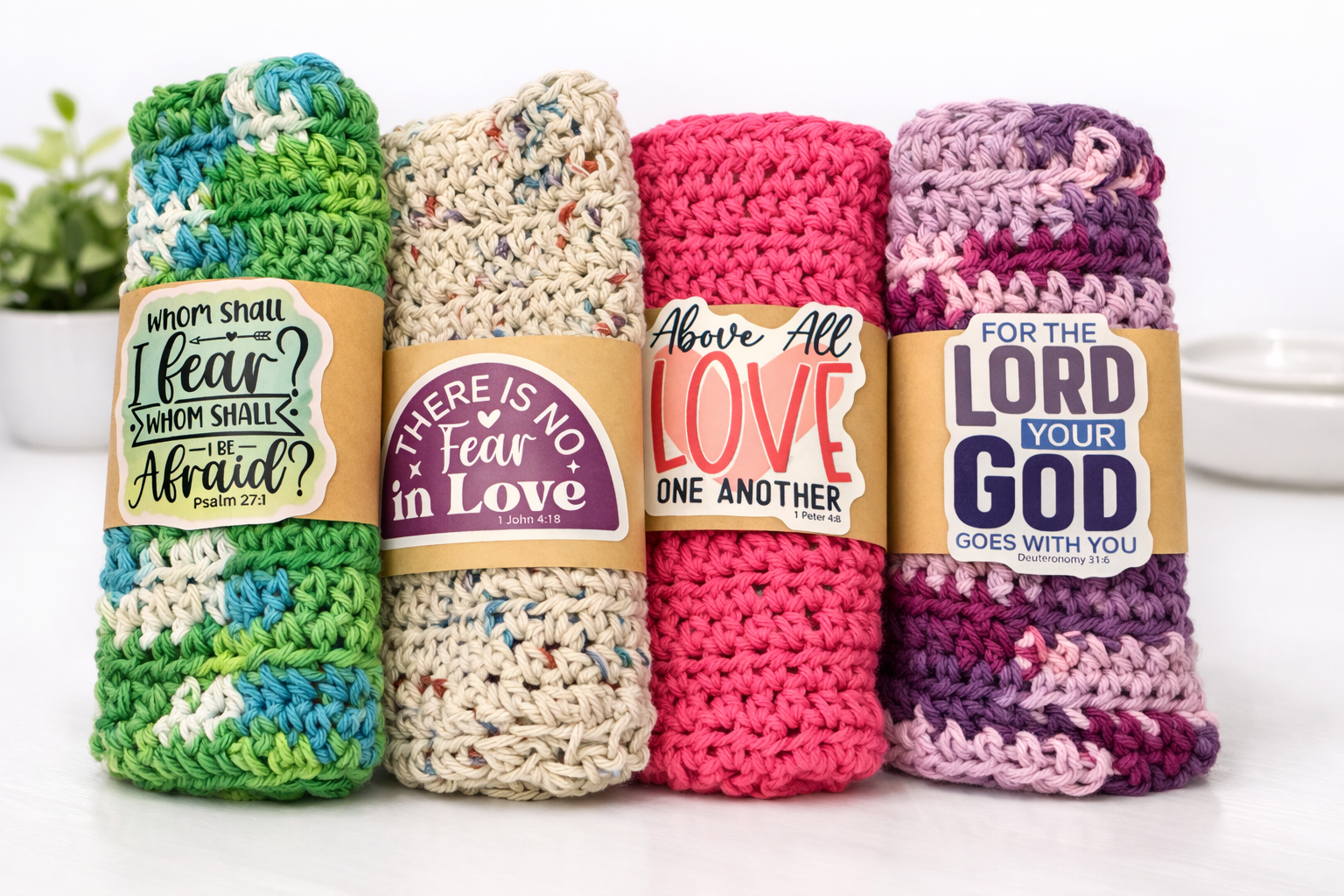 Set of Three Crocheted dish/wash cloths and three Goat Milk Soaps Bundle! - Simple Life Amish Store