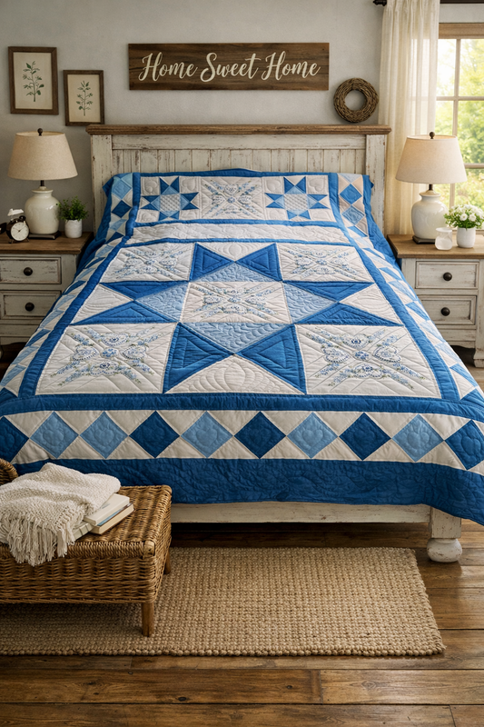 Amish  Quilt (Cross stitched hearts) - Simple Life Amish Store