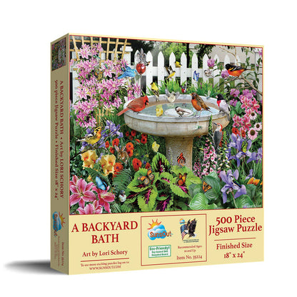 5536 A Backyard Bath 500 pc Puzzle - Simple Life Amish Store