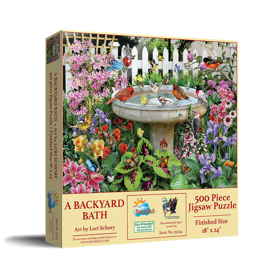 5536 A Backyard Bath 500 pc Puzzle - Simple Life Amish Store