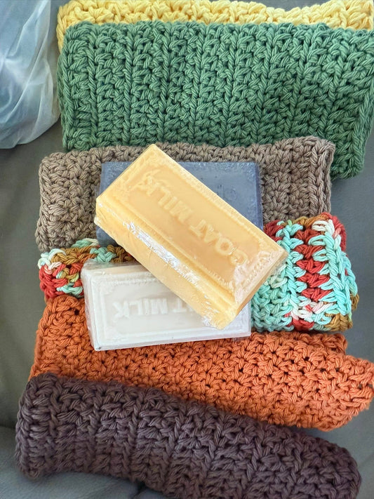 Hand-Crocheted Cotton dishcloths or washcloths (set of 3)