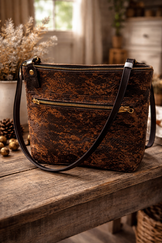 Unique Leather Tote/Purse -  Handmade CUSTOM Leather Tote/Purse by local Amish Artisans (MADE TO ORDER!)  Size MEDIUM - Simple Life Amish Store