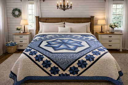 Amish Quilt (Spinning Star) Blues - Simple Life Amish Store