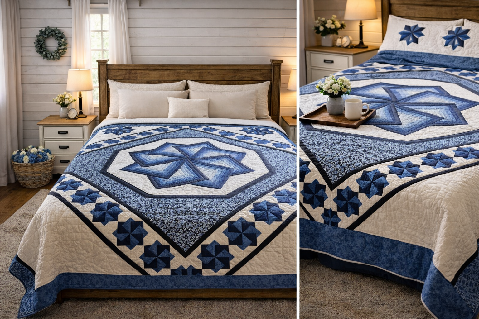 Amish Quilt (Spinning Star) Blues - Simple Life Amish Store