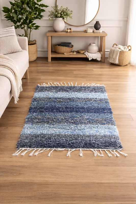 Amish made hand loomed rugs (Amish blues) - Simple Life Amish Store