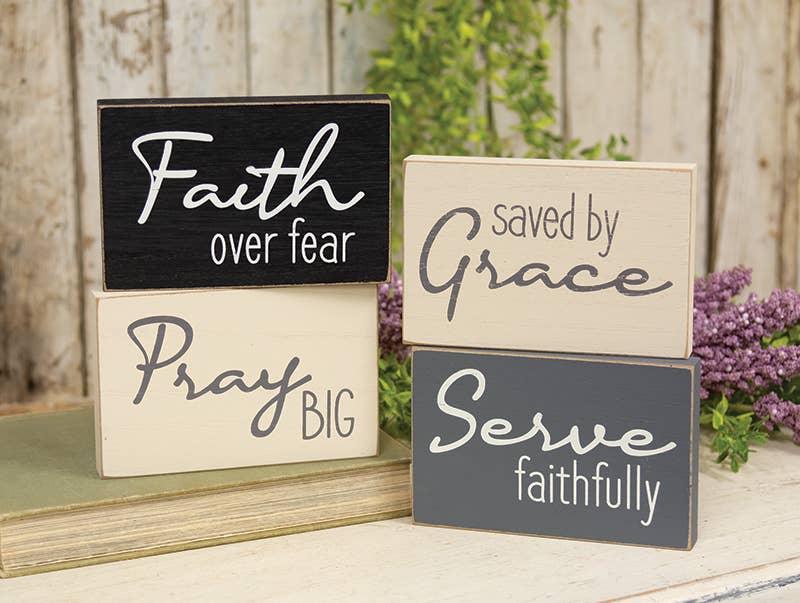 Saved By Grace Decorative Tabletop Blocks, 4 Designs