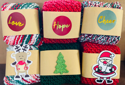 Set of Three Christmas Inspired Crocheted dish/wash cloths