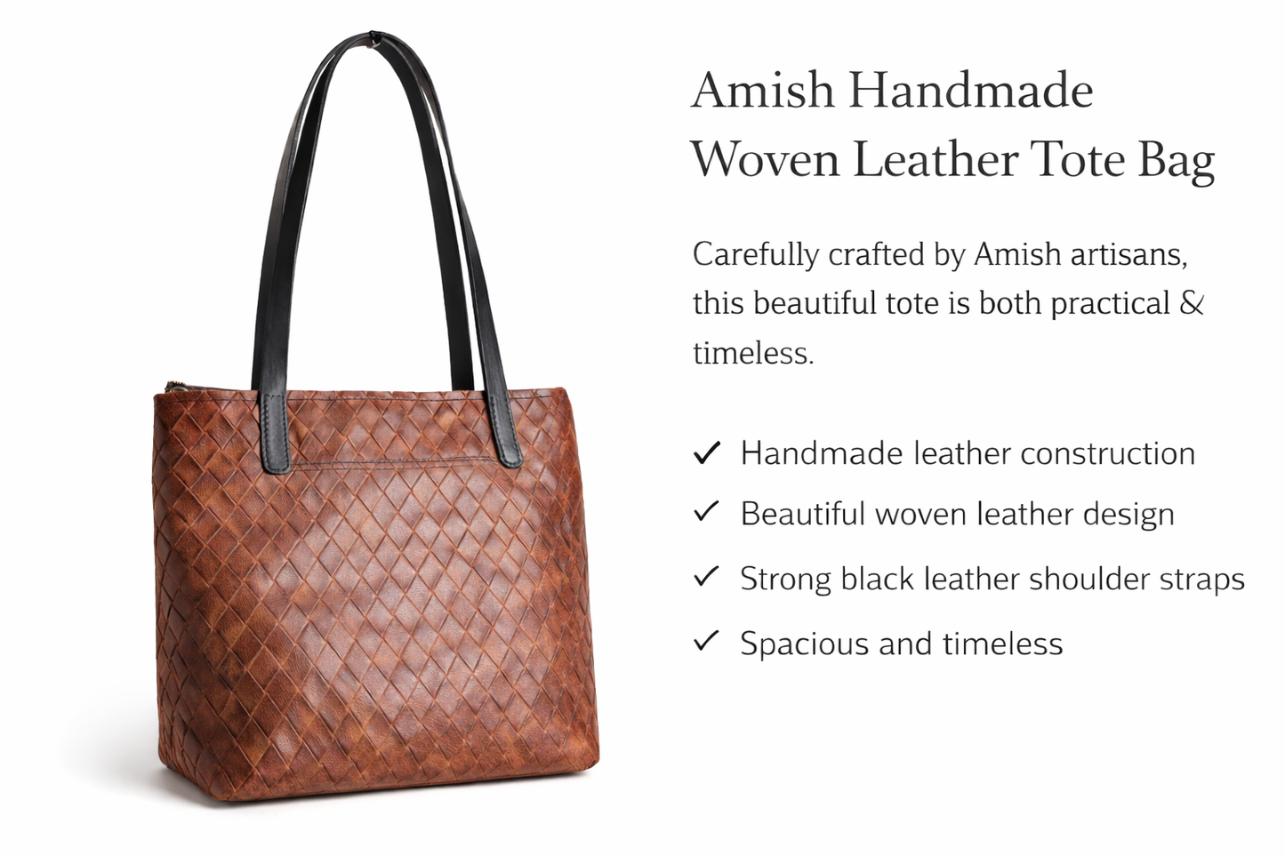Unique Leather Tote/Purse -  Handmade CUSTOM Leather Tote/Purse by local Amish Artisans (MADE TO ORDER!)  Size MEDIUM - Simple Life Amish Store