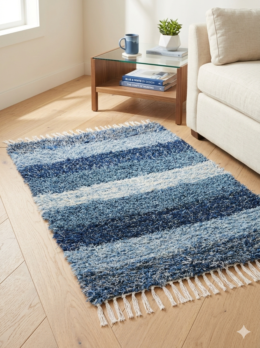 Amish made hand loomed rugs (Blues) - Simple Life Amish Store
