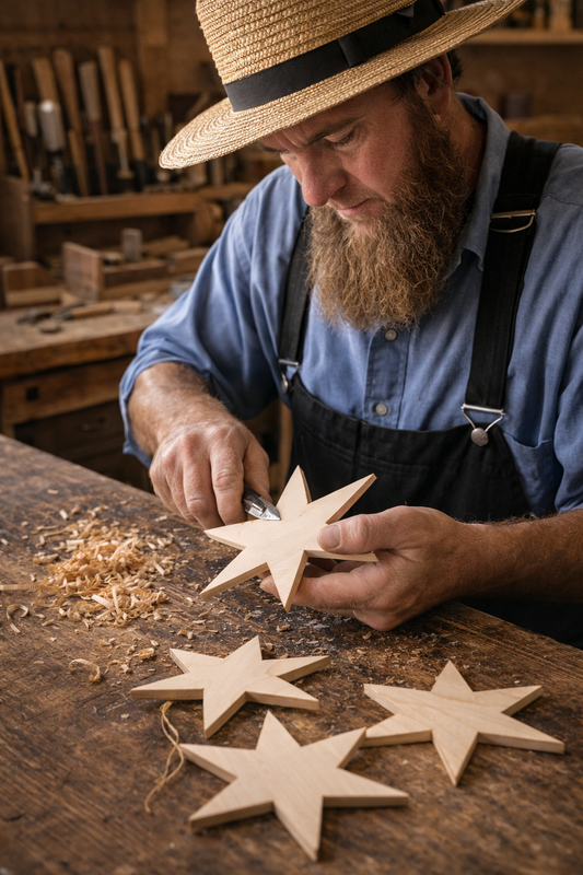 Christmas star (wooden ornament) made by Amish woodworker Dan Mast - Simple Life Amish Store