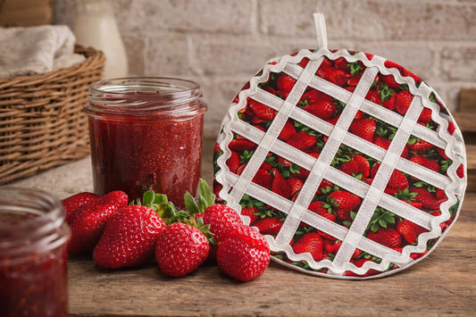 Amish made strawberry jam and strawberry potholder - Simple Life Amish Store