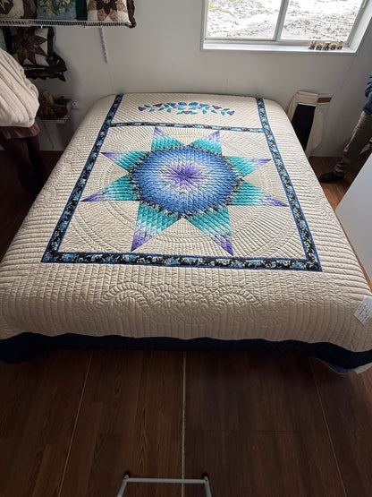Amish Quilt (Radiant Star in teals and lavender) - Simple Life Amish Store