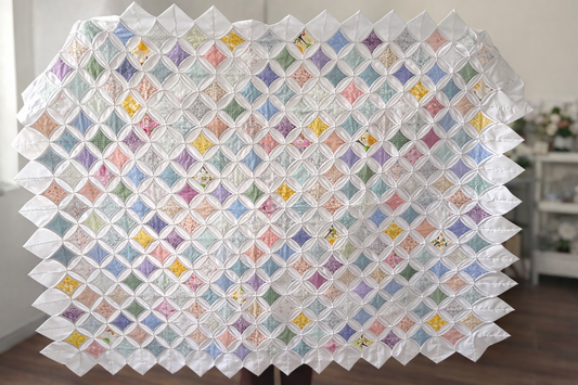 Amish hand quilted  lap quilt or baby quilt (gorgeous cathedral windows) - Simple Life Amish Store